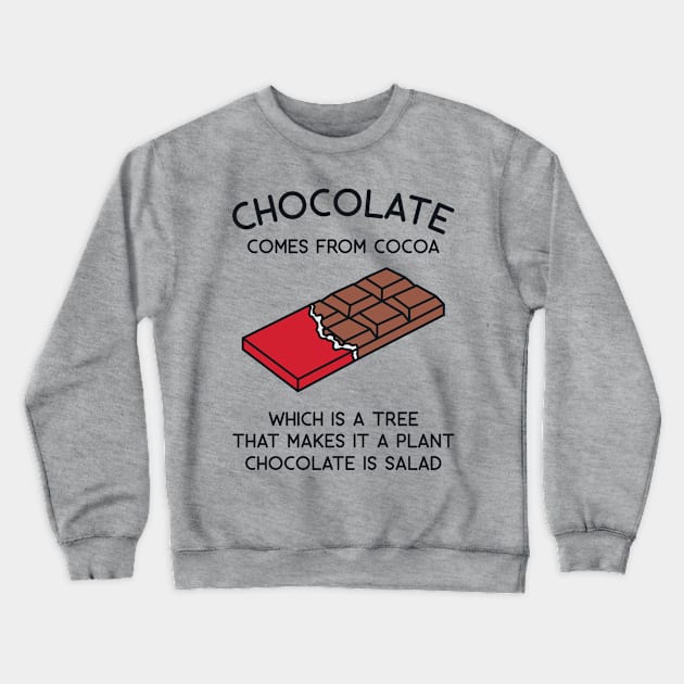 Chocolate Comes from Cocoa Which is a Tree That Makes it a Plant Chocolate is Salad Crewneck Sweatshirt by redbarron